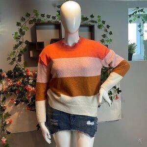 Old Navy Crew Neck Striped Pullover Neapolitan Sweater Super Soft Size L RefY009